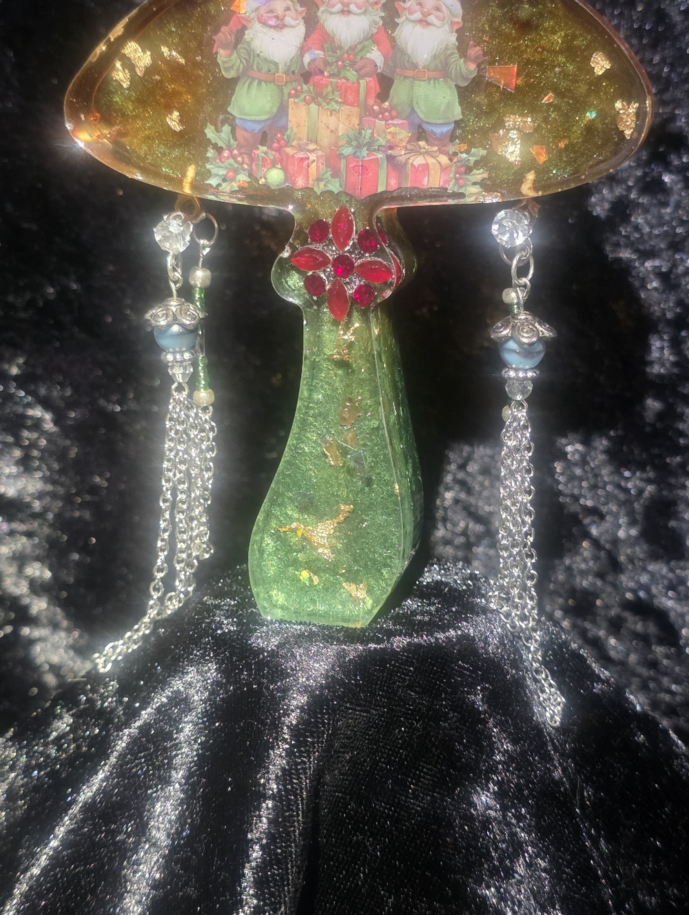 Green & Silver Tassel Earrings